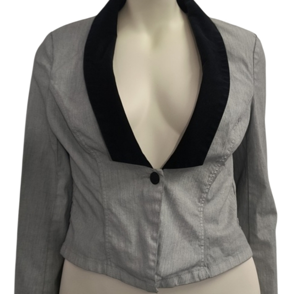 Rock & Republic Cropped Blazer Fitted Tuxedo Jacket